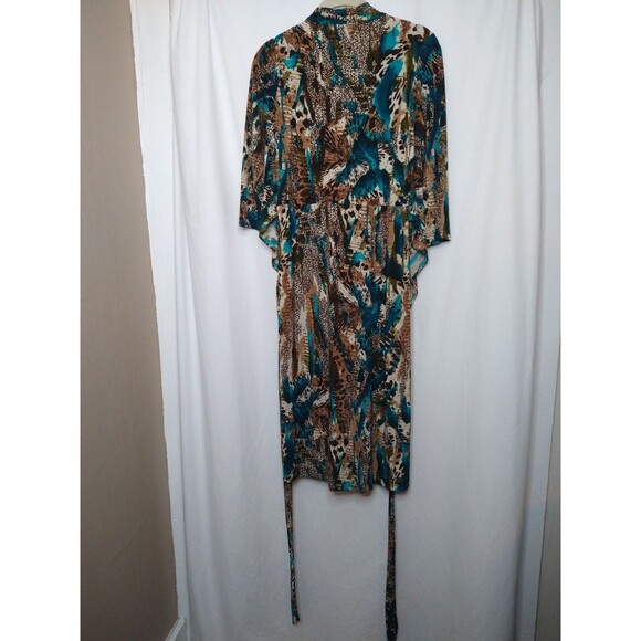 Glamour Womens 3/4 Sleeve Dress Size 12 belt/tie animal leopard cheetah stretch - Picture 3 of 10